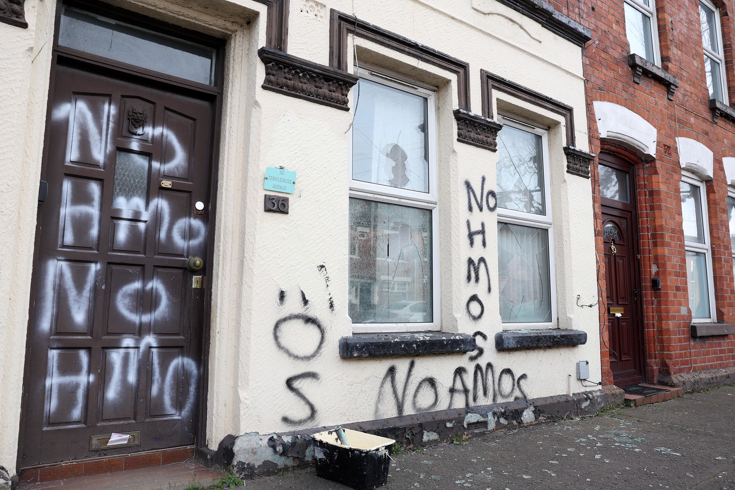 Graffiti and smashed windows at a property on Templemore Avenue in east Belfast in March. Photo by Jonathan Porter, PressEye Graffiti and smashed windows at a property on Templemore Avenue in east Belfast in March. Photo by Jonathan Porter, PressEye