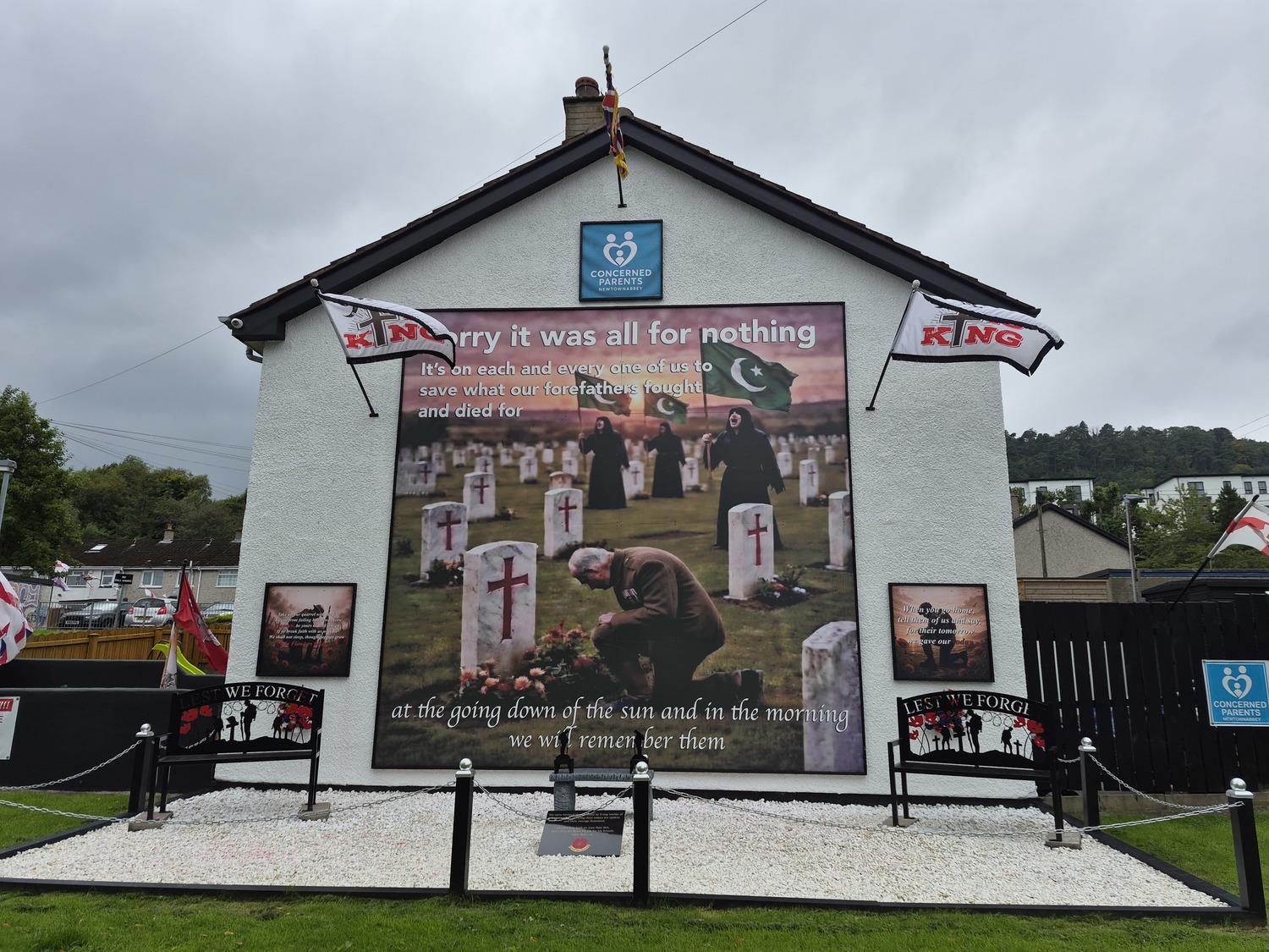An anti-Muslim mural in Newtownabbey. Photo by Billy Briggs, The Ferret An anti-Muslim mural in Newtownabbey. Photo by Billy Briggs, The Ferret