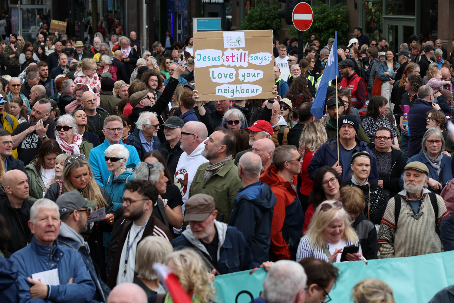 A large anti-racism Belfast in June 2026, following days of racist rioting where people were burnt out of their homes. Photo by Declan Roughan, Press Eye A large anti-racism Belfast in June 2026, following days of racist rioting where people were burnt out of their homes. Photo by Declan Roughan, Press Eye