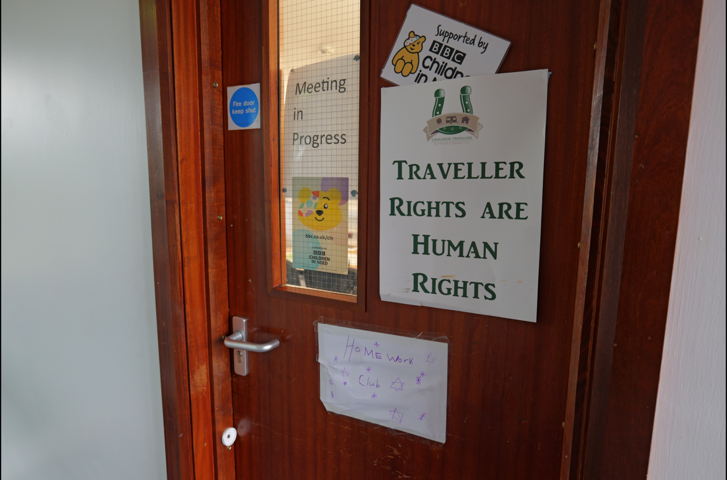 Sign on the door of a Traveller rights group in Craigavon. Photo by Chris Scott, The Detail Sign on the door of a Traveller rights group in Craigavon. Photo by Chris Scott, The Detail